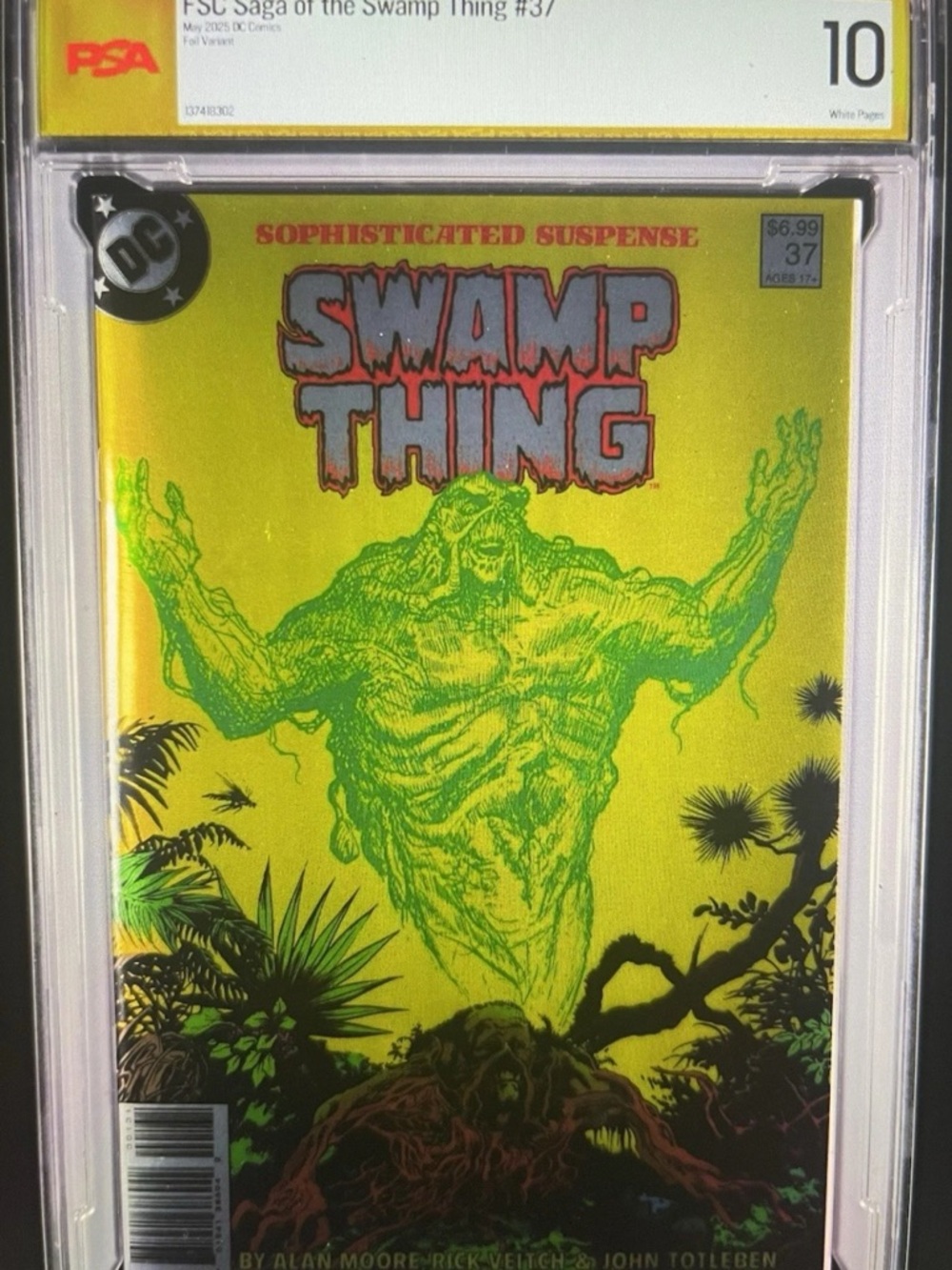 2025 DC Saga of Swamp Thing 37 Foil 1st app. Constantine, PSA Graded Perfect 10.